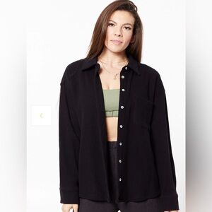 DONNI. polar fleece shirt jacket in BLACK XS NWT